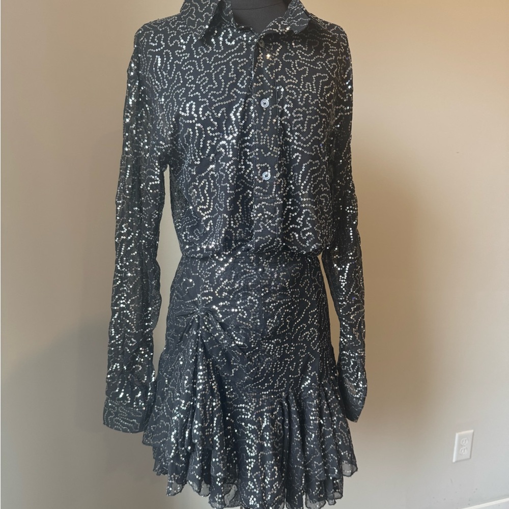 Latin Dance Black Sequin Skirt and top